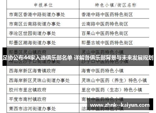 足协公布44家入选俱乐部名单 详解各俱乐部背景与未来发展规划 足协公布44家入选俱乐部名单 详解各俱乐部背景与未来发展规划